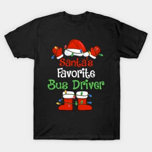 Santa's Favorite Bus Driver Funny Christmas Pajamas T-Shirt